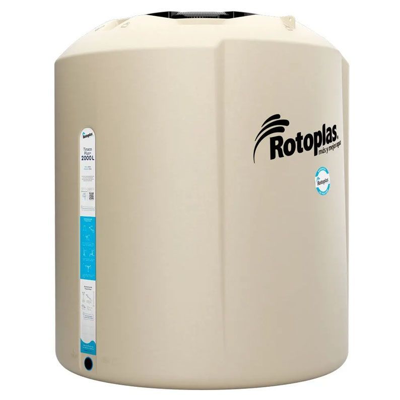 Tinaco Rotoplas Beige 2000 L c/herrajes y Filtro 1.60 X 1.36