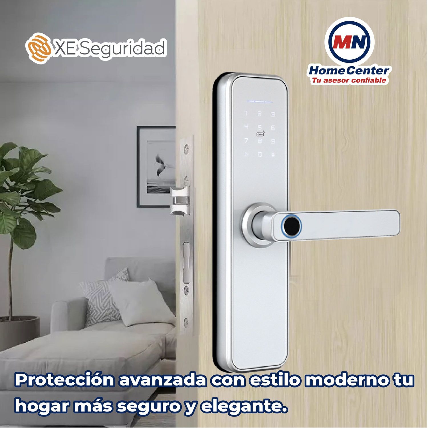 Cerradura Digital para puerta XE CI-400BT plata con bluetooth