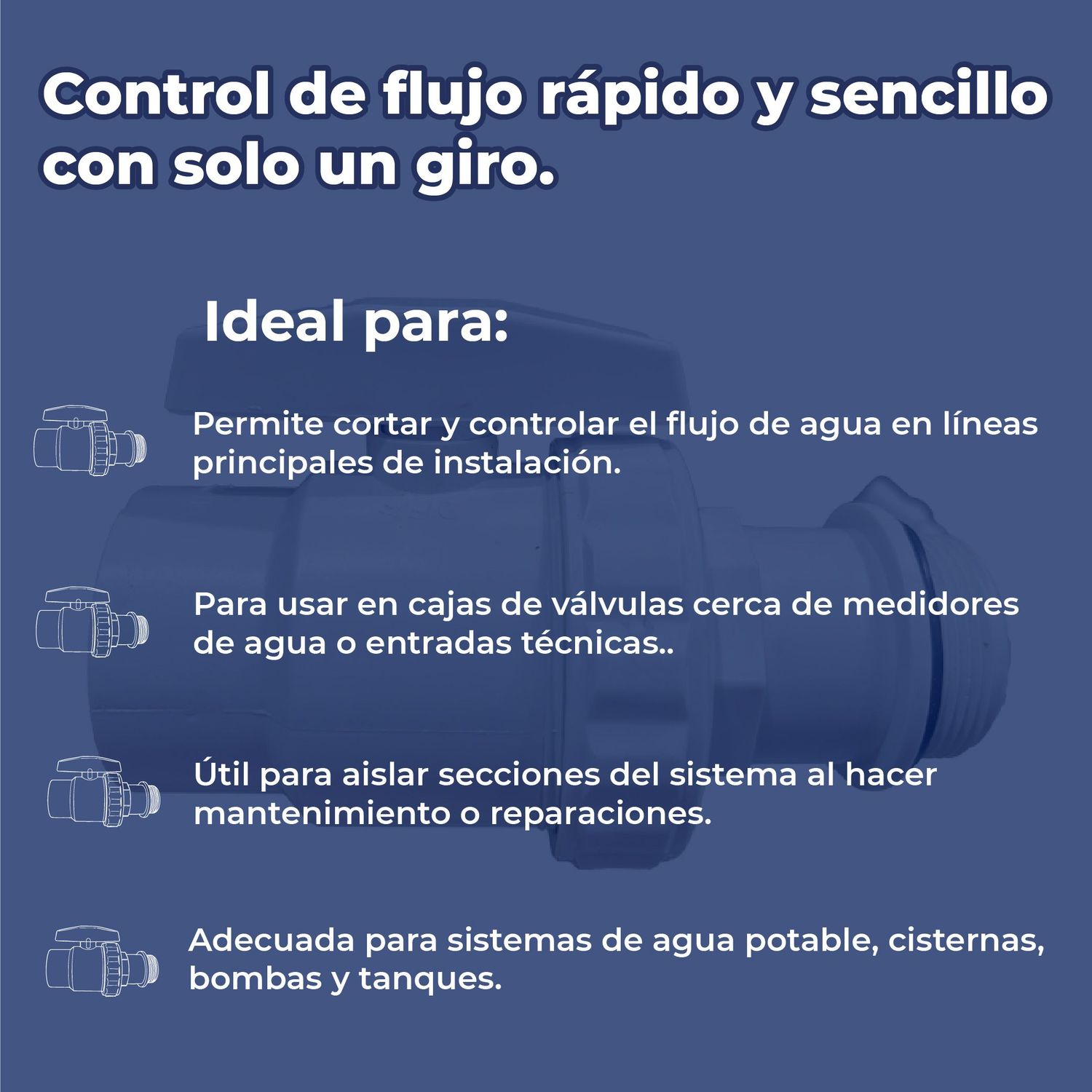 Válvula de Esfera PVC Cementar VDE 51 MM 2" Pulgadas