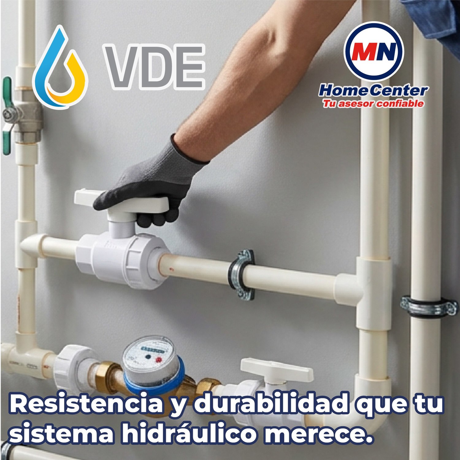 Válvula de Esfera PVC Cementar VDE 38 MM 1.5" Pulgadas