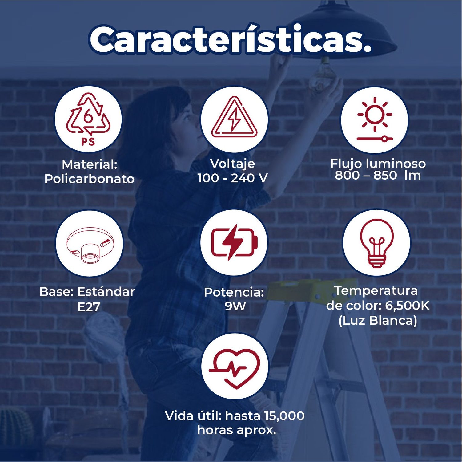 Paquete Foco Led 10 Piezas 9 Watts Luz Blanca Aksi