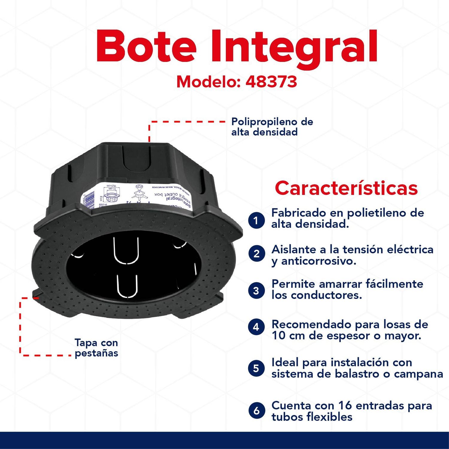 Bote Integral de Polietileno Volteck 8 cm Alto x 11 cm Diámetro
