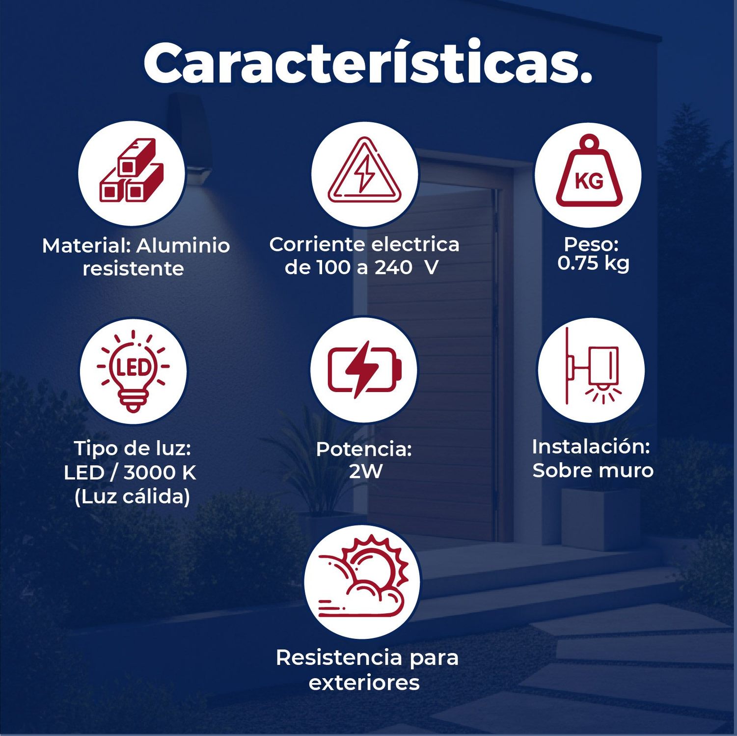 Luminario de sobreponer en Muro Tower Luz Cálida Estevez