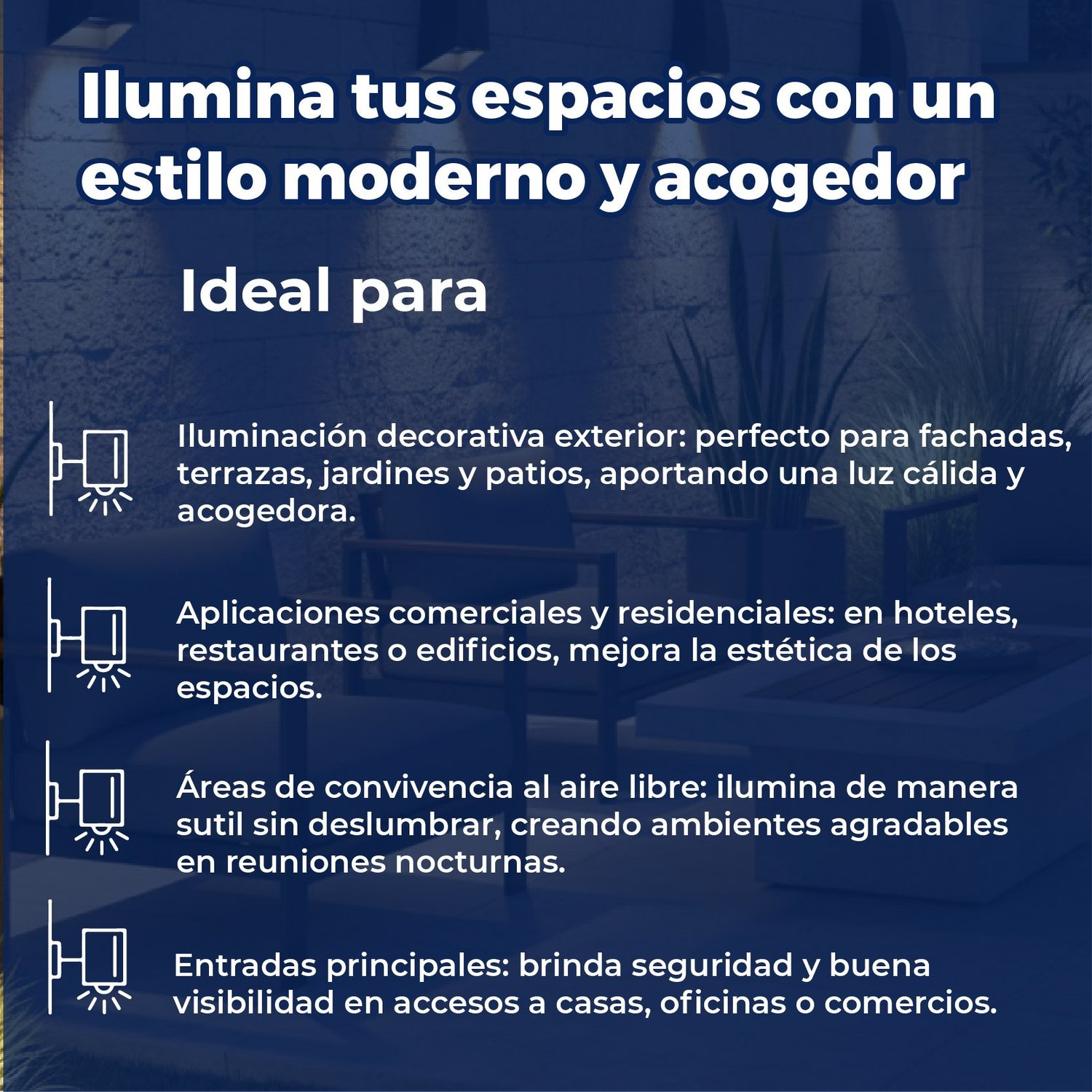 Luminario de sobreponer en Muro Tower Luz Cálida Estevez