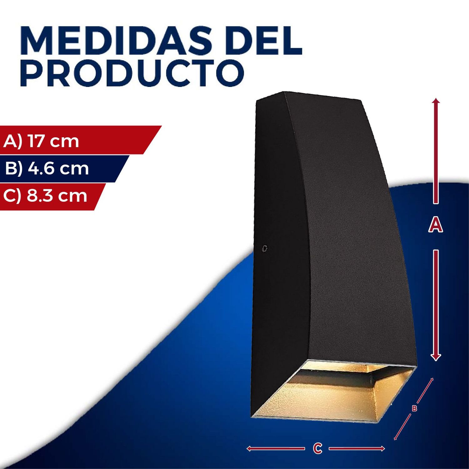 Luminario de sobreponer en Muro Tower Luz Cálida Estevez