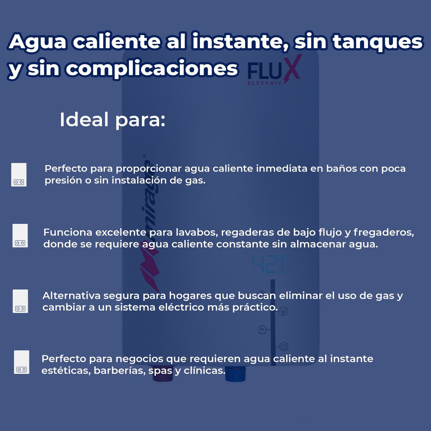 Calentador Eléctrico Instantáneo Mirage Flux Electric 220V