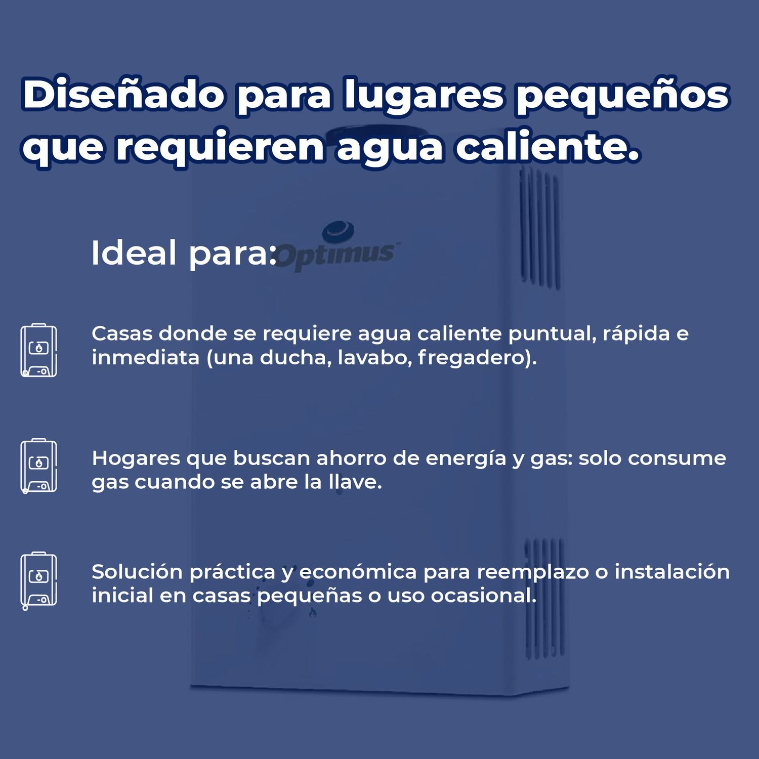 Calentador Paso Optimus 5 L 1 servicio Gas LP