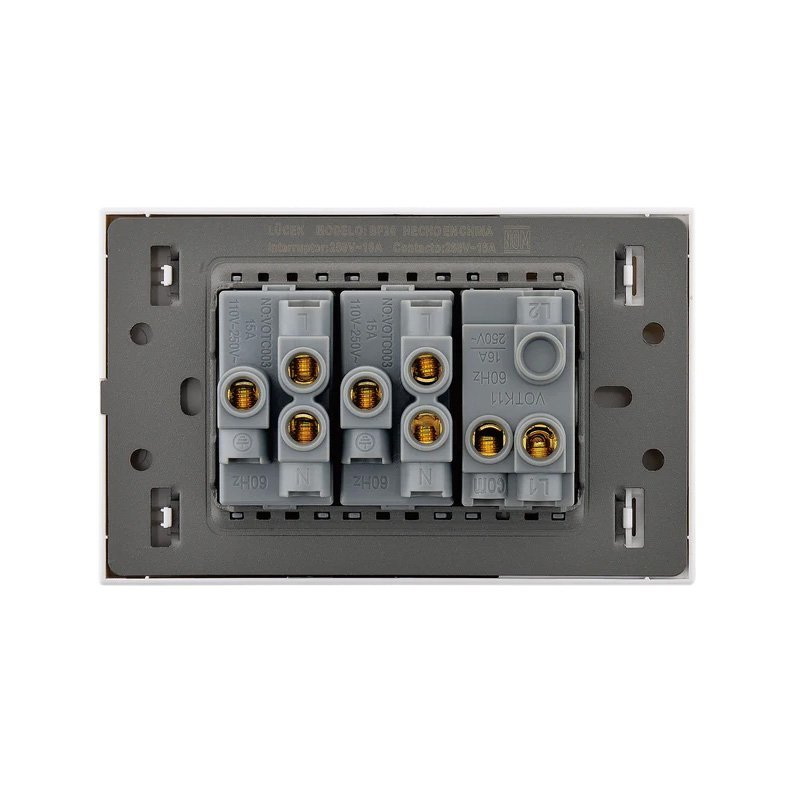 Placa 1 Apagador Sencillo 2 Contactos Lucek Flat Blanco