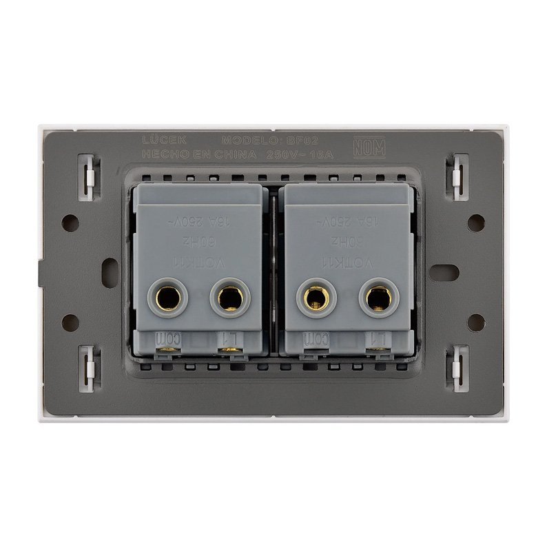 Placa 2 Apagadores Sencillos Lucek Flat Negro