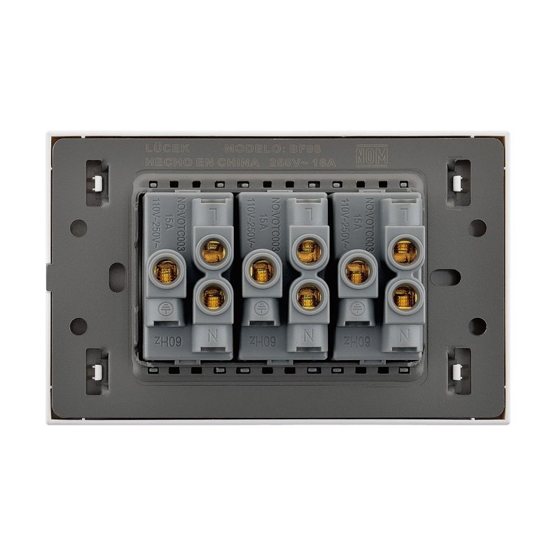 Placa 3 Contactos Lucek Flat Negro