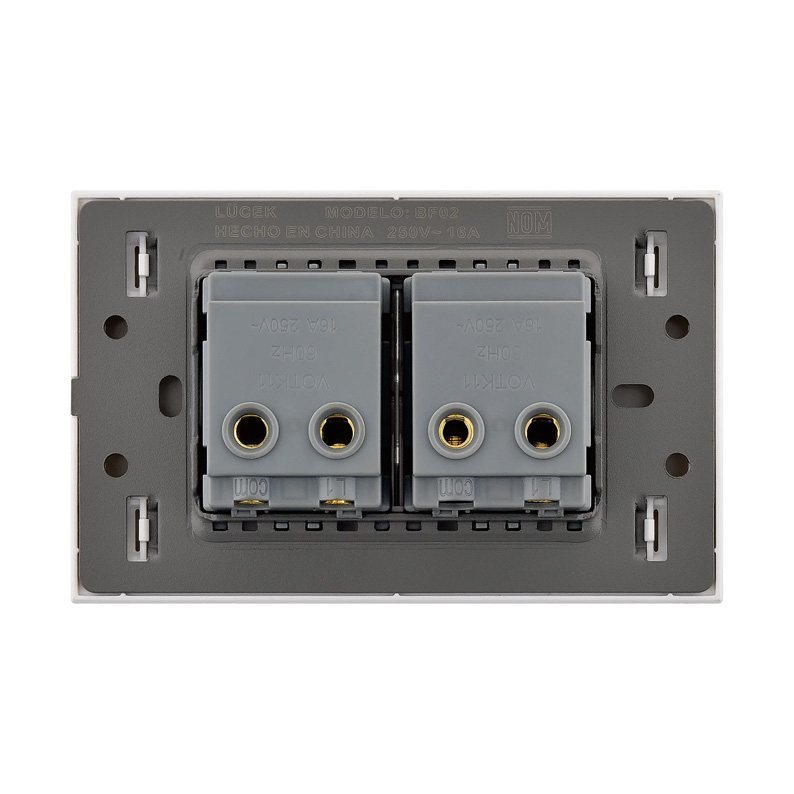 Placa 2 Apagadores Sencillos Lucek Flat Plata