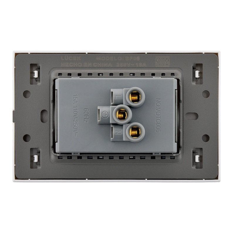 Placa Contacto Doble Lucek Flat Plata