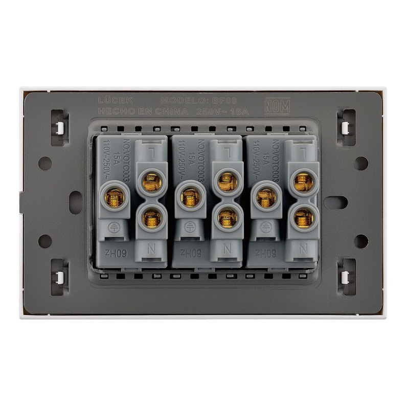 Placa 3 Contactos Lucek Flat Plata