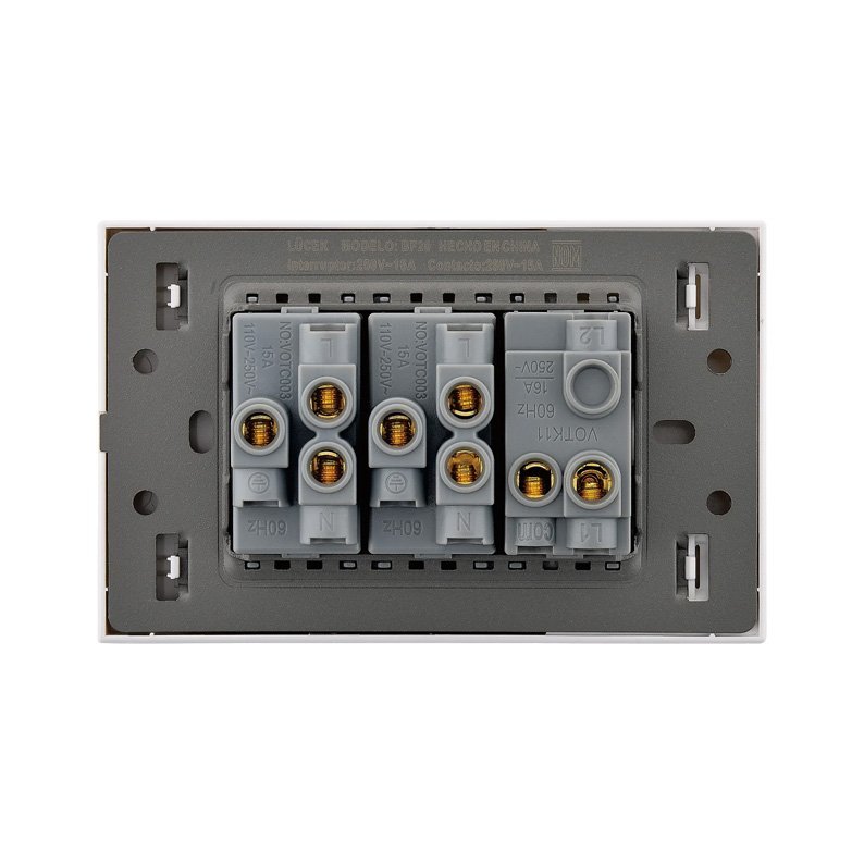 Placa 1 Apagador Sencillo 2 Contactos Lucek Flat Plata