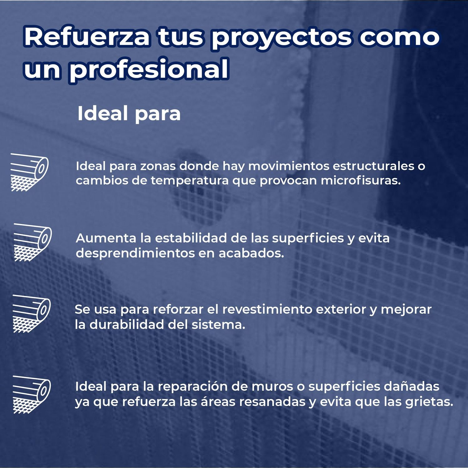 Malla fibra de vidrio 0.50 CM Hebel