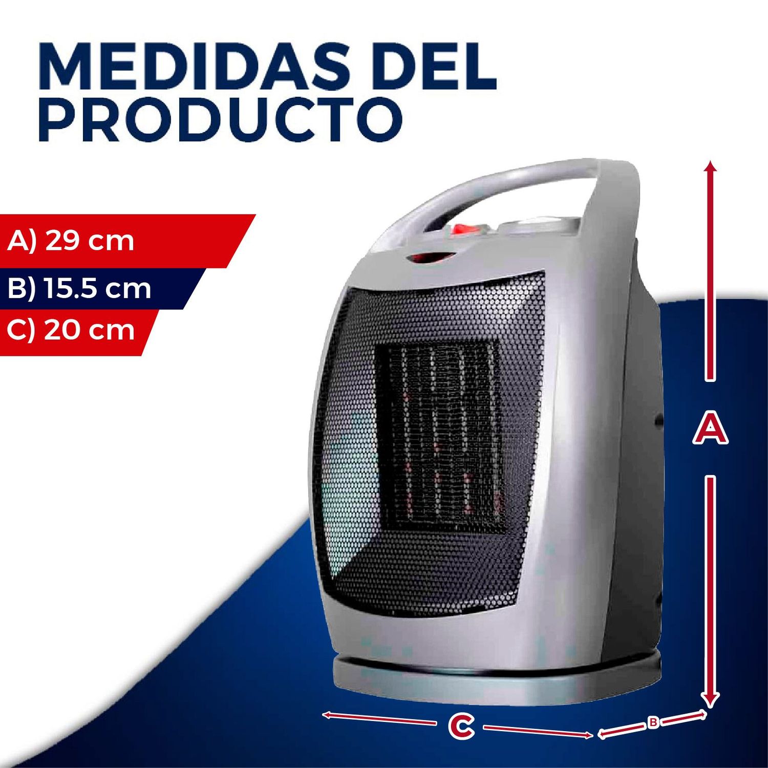 Calentador ambiente portátil 15.7x21x29 127v 1500 w