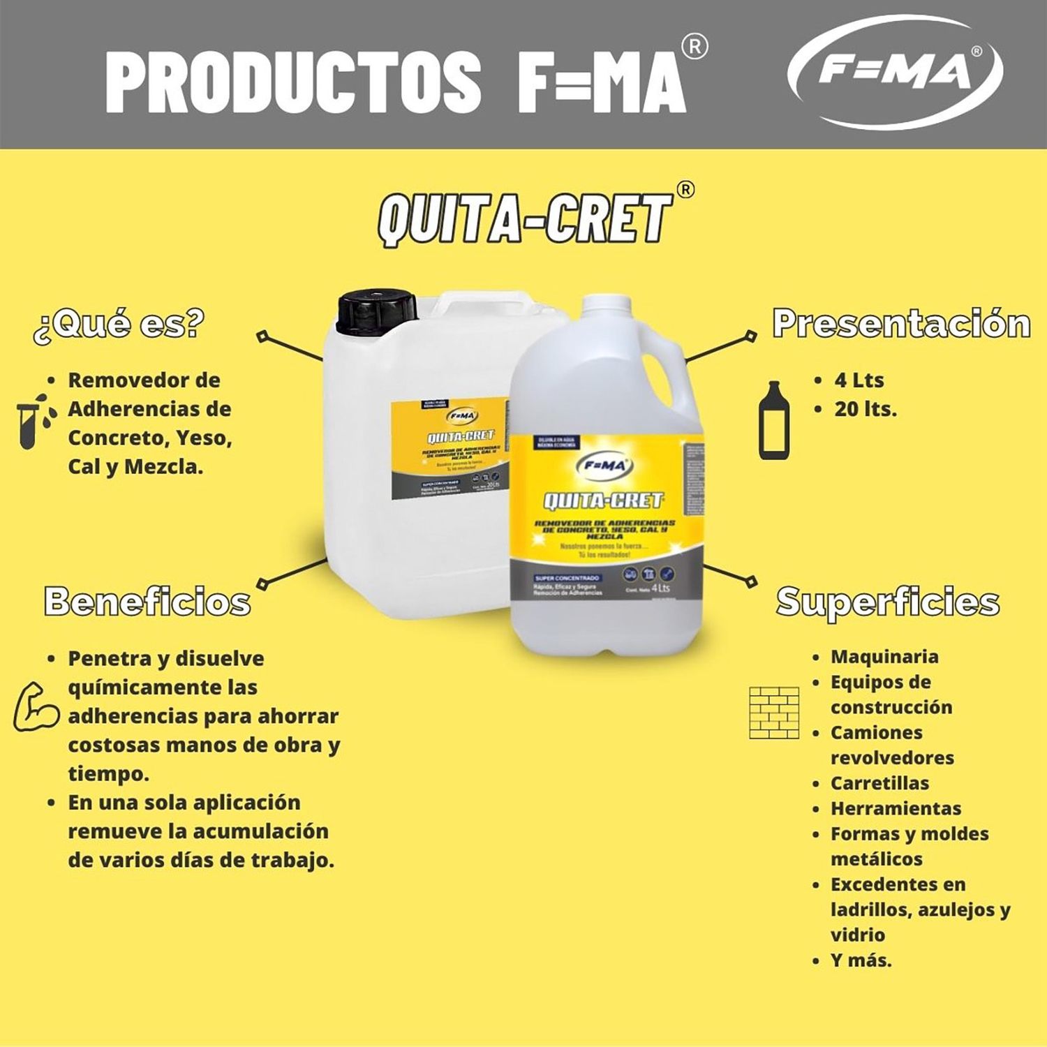 REMOVEDOR ADHERENCIAS 4 L QUITA-CRET