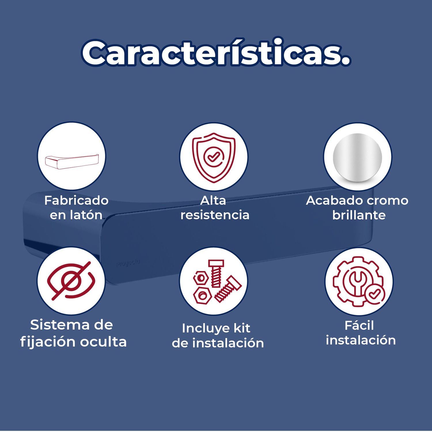 Porta papel Higiénico Acero de Cromo Linea Quadratta Proyecta