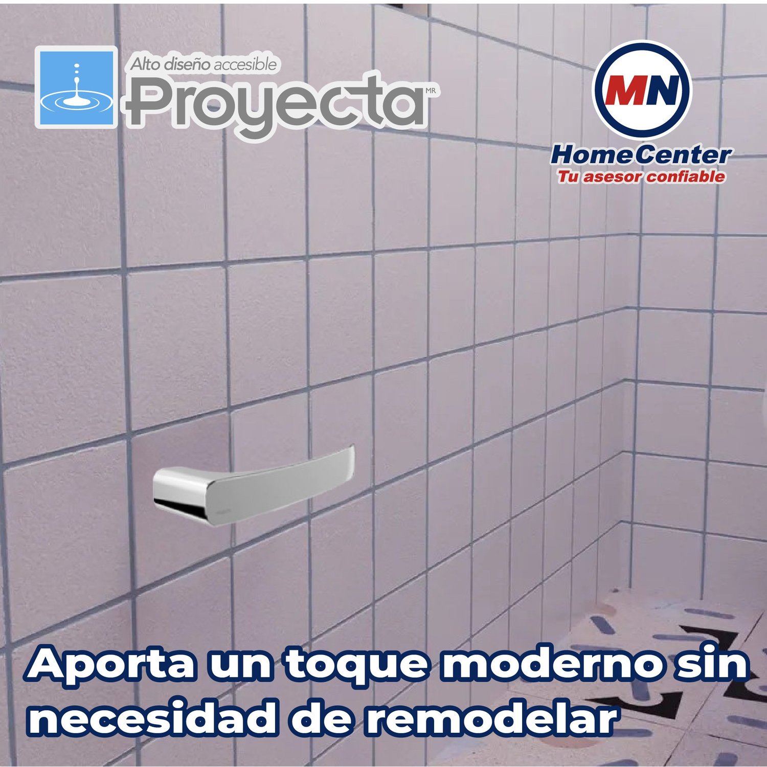Porta papel Higiénico Acero de Cromo Linea Quadratta Proyecta