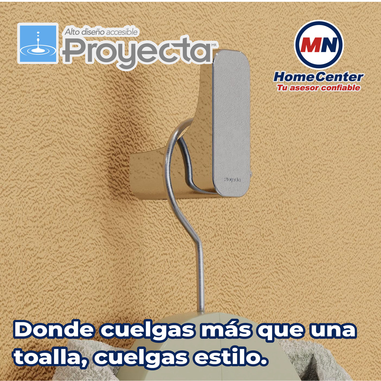 Gancho Sencillo Cromo Linea Quadratta Proyecta QA-06