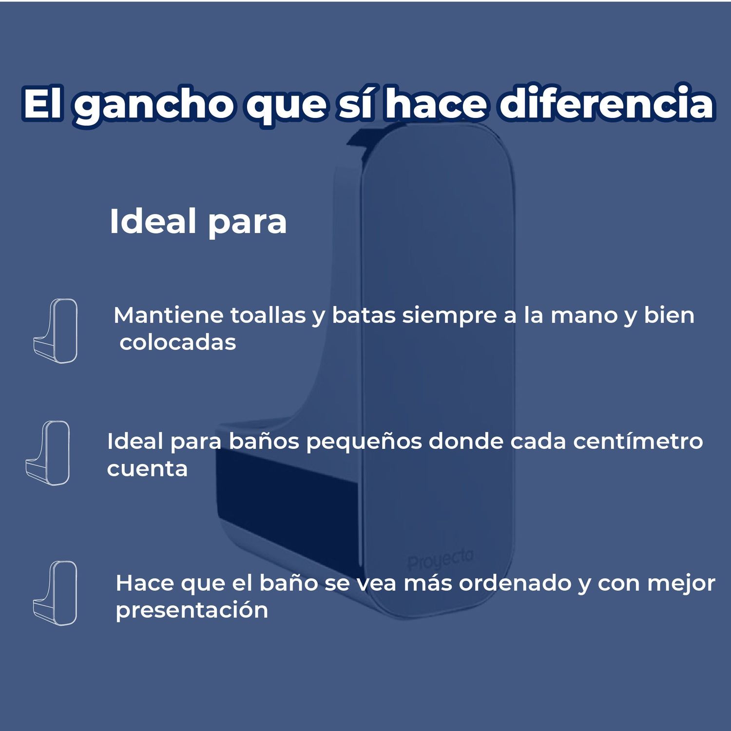 Gancho Sencillo Cromo Linea Quadratta Proyecta QA-06