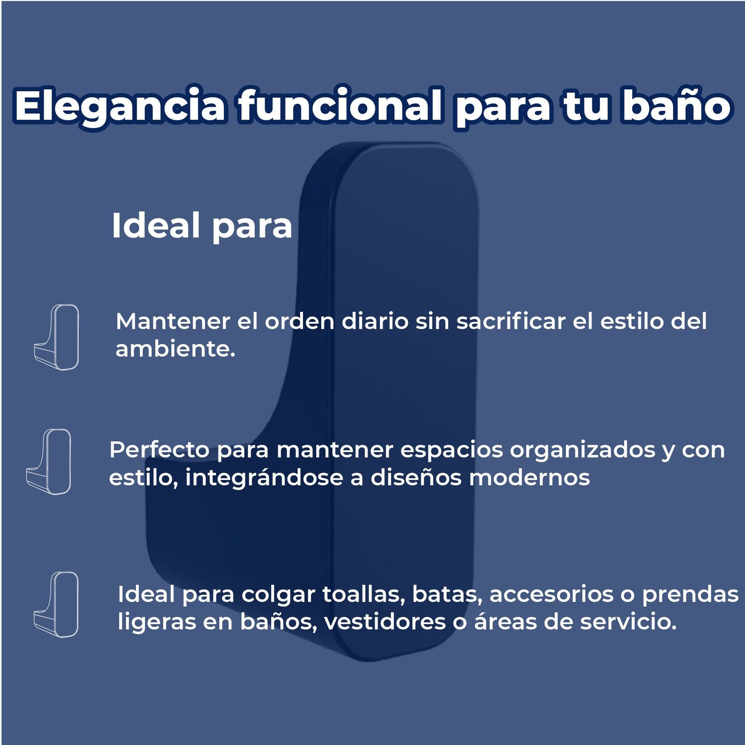 Gancho Sencillo Ébano Linea Quadratta Negro Proyecta QA-06-EB