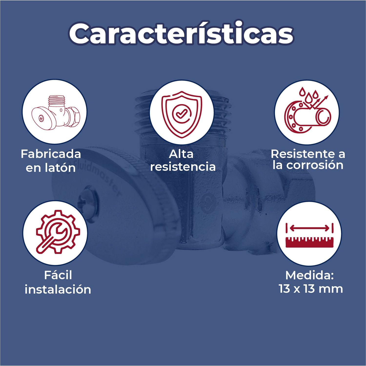 Llave Control Angular IP100 Fluid Laton Cromo 13x13 MM 1/2X1/2