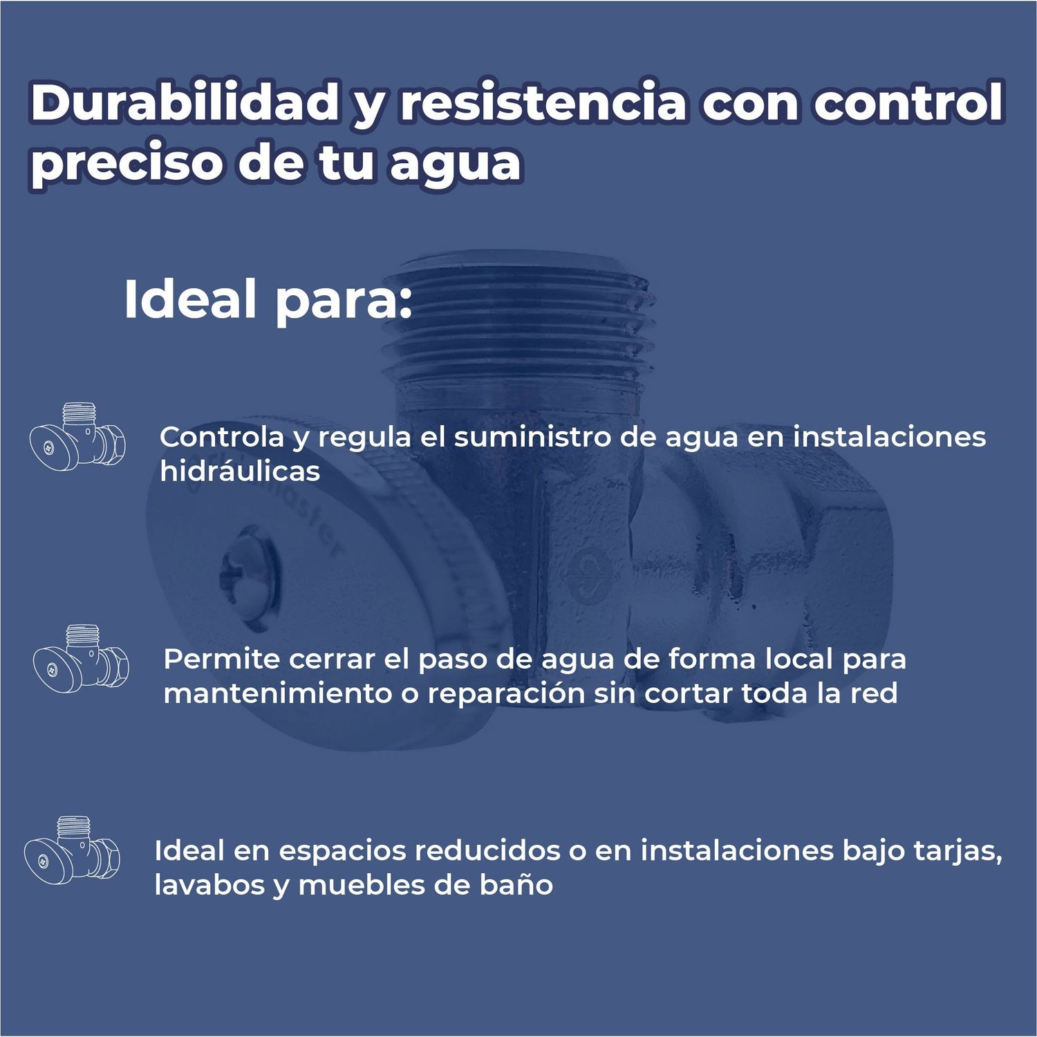 Llave Control Angular IP100 Fluid Laton Cromo 13x13 MM 1/2X1/2