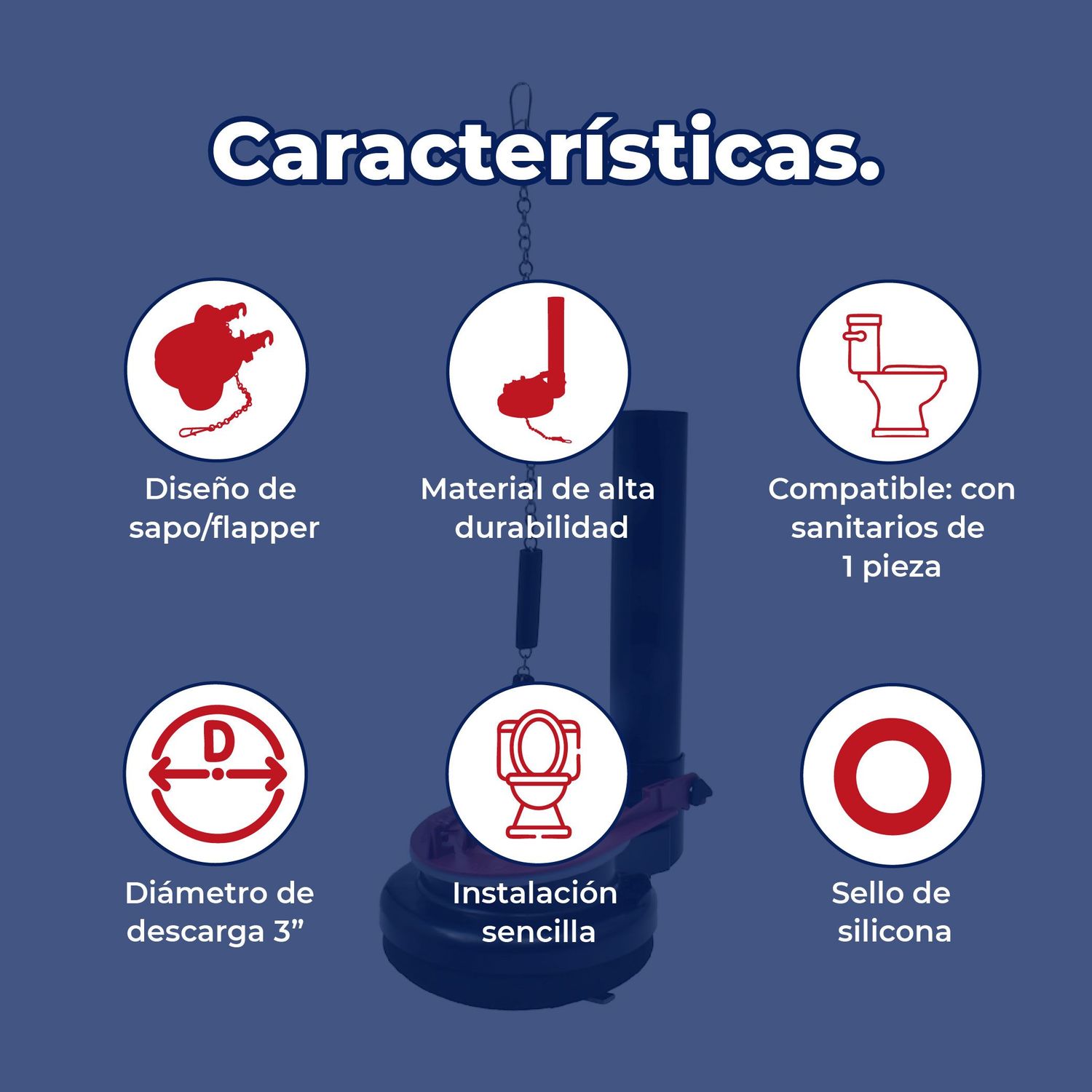 Valvula de Descarga Sanitario 3" Sapo Ajustable One Piece