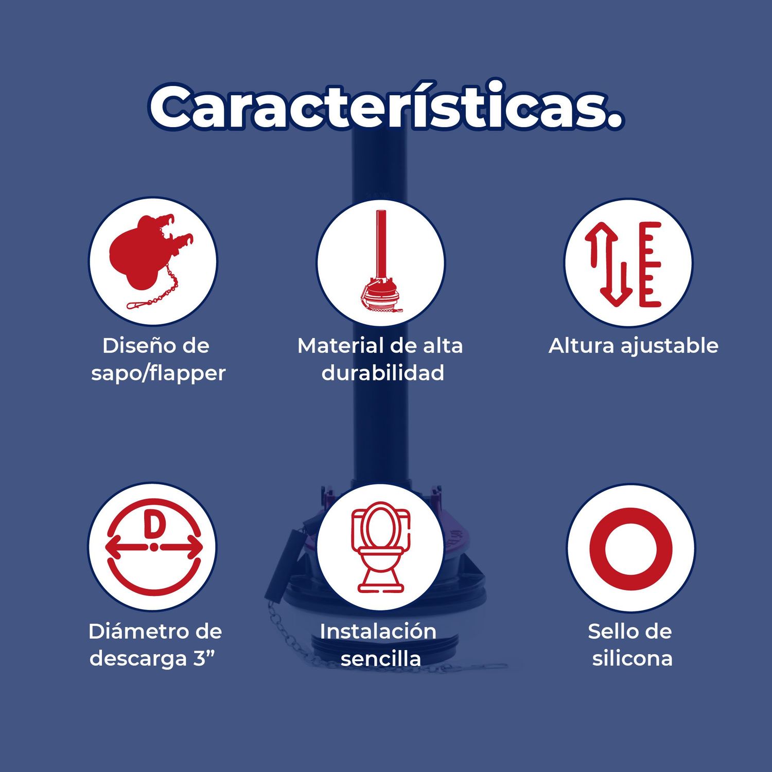 Valvula de Descarga Sanitario 3" Sapo Ajustable WC 2 Pzas