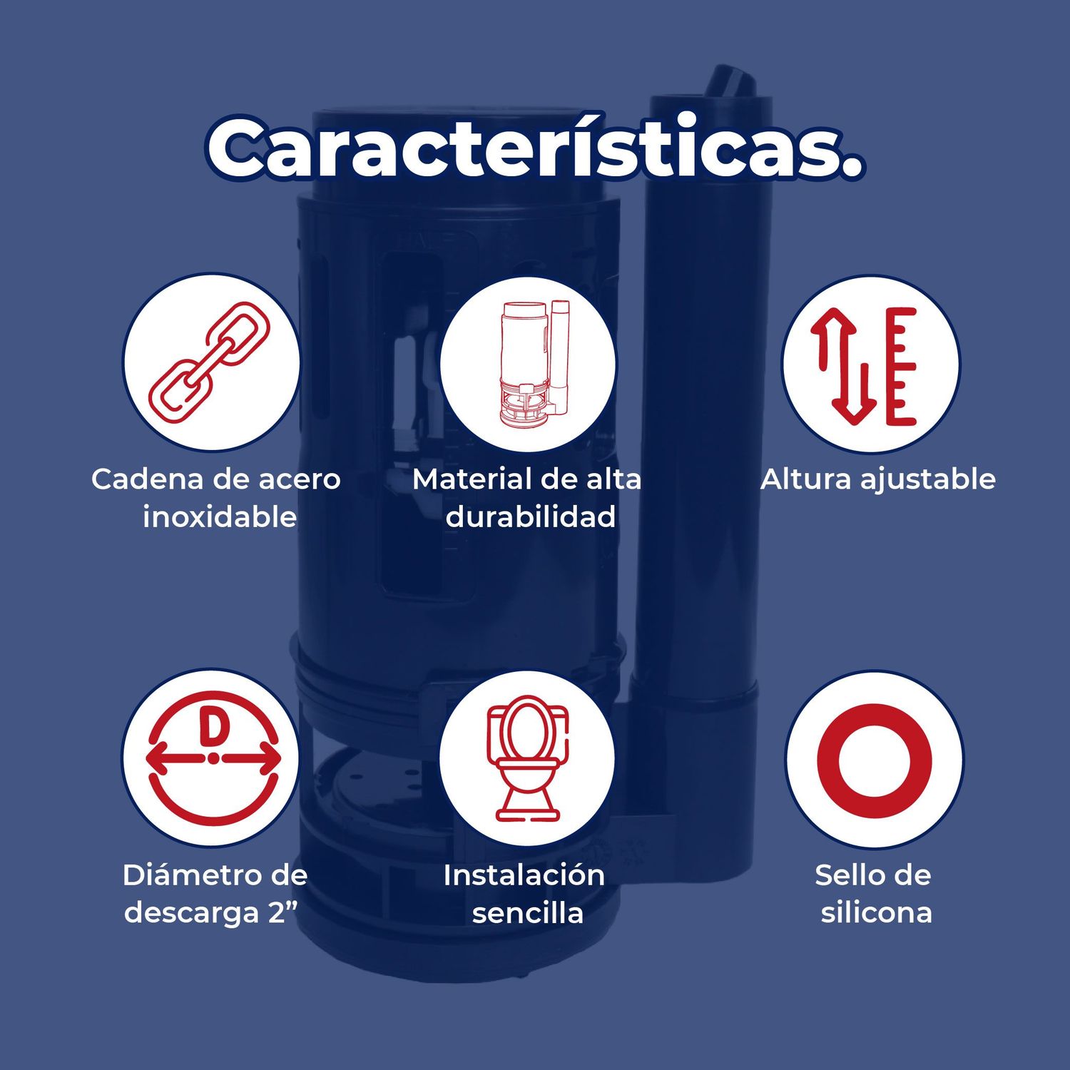 Válvula de Descarga Sanitario Sencilla 2" Pulgadas One Piece