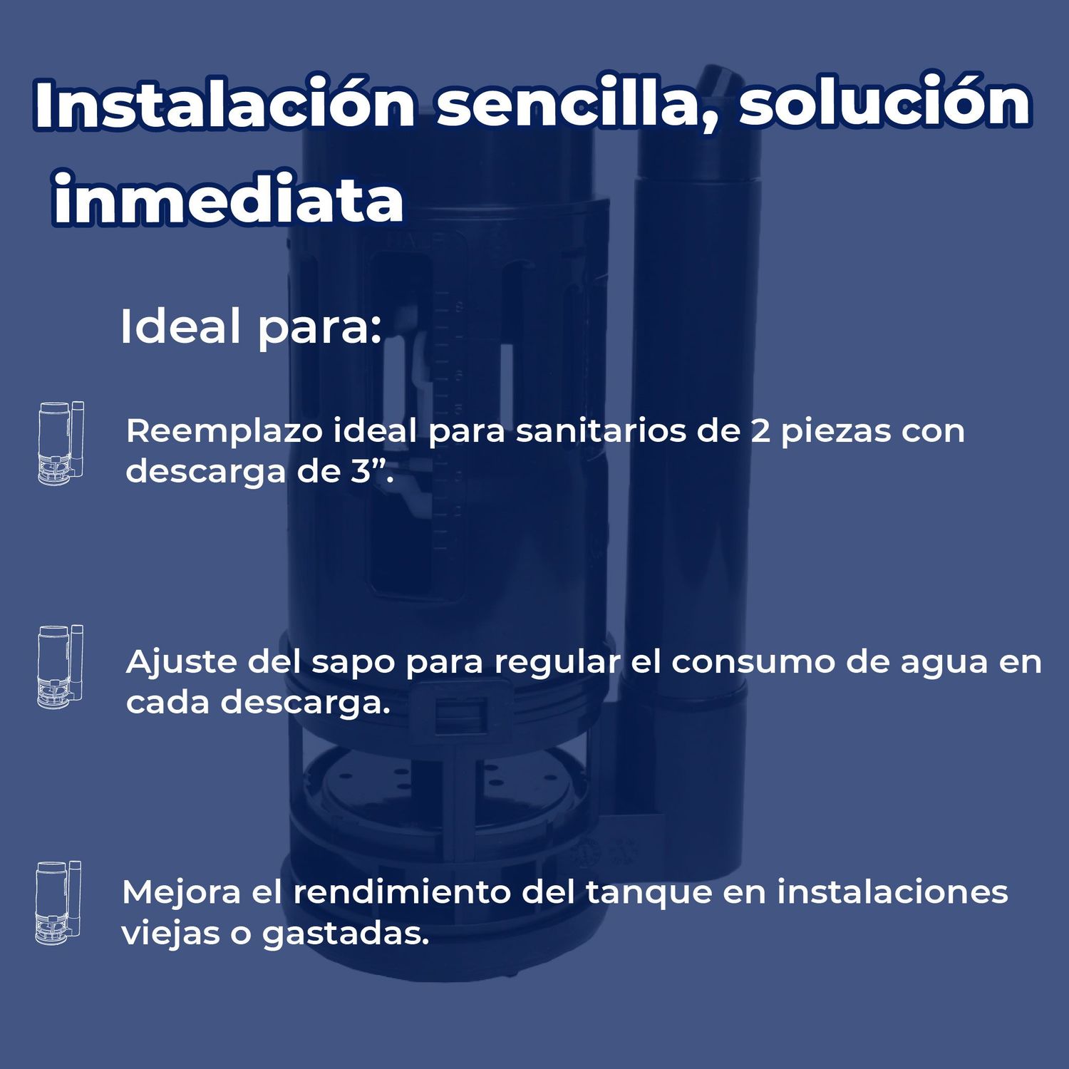 Válvula de Descarga Sanitario Sencilla 2" Pulgadas One Piece