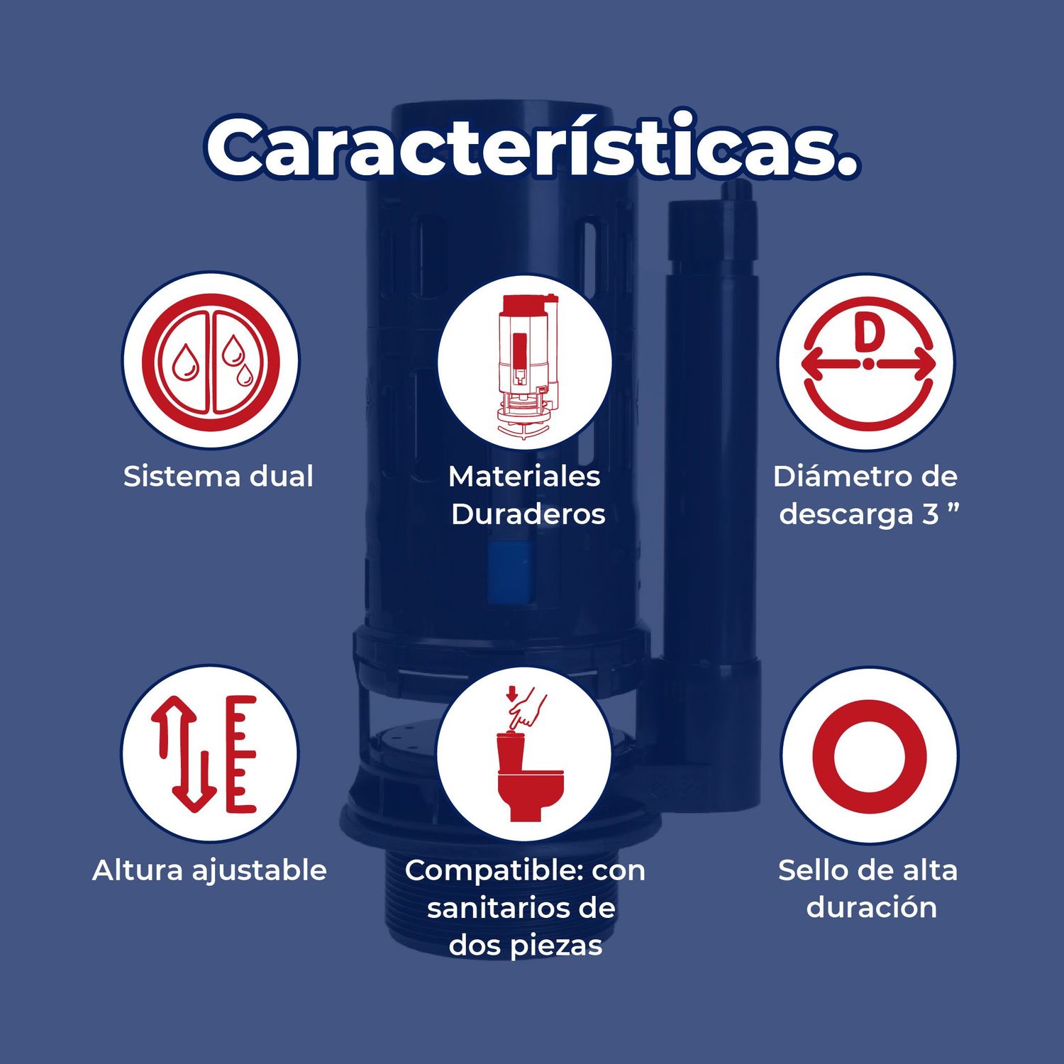 Válvula de Descarga Sanitario Dual 3" Pulgadas WC 2 Pzas
