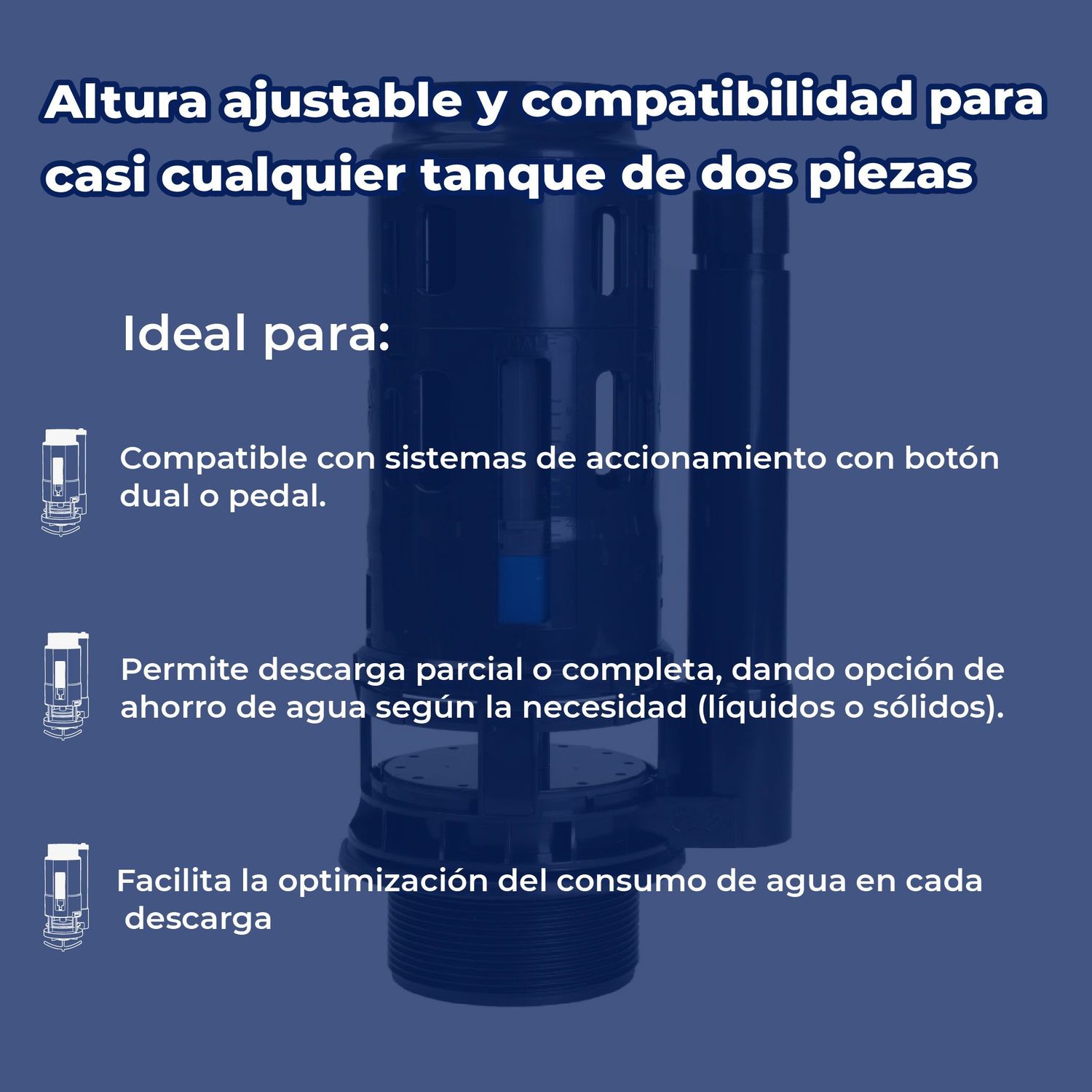 Válvula de Descarga Sanitario Dual 3" Pulgadas WC 2 Pzas