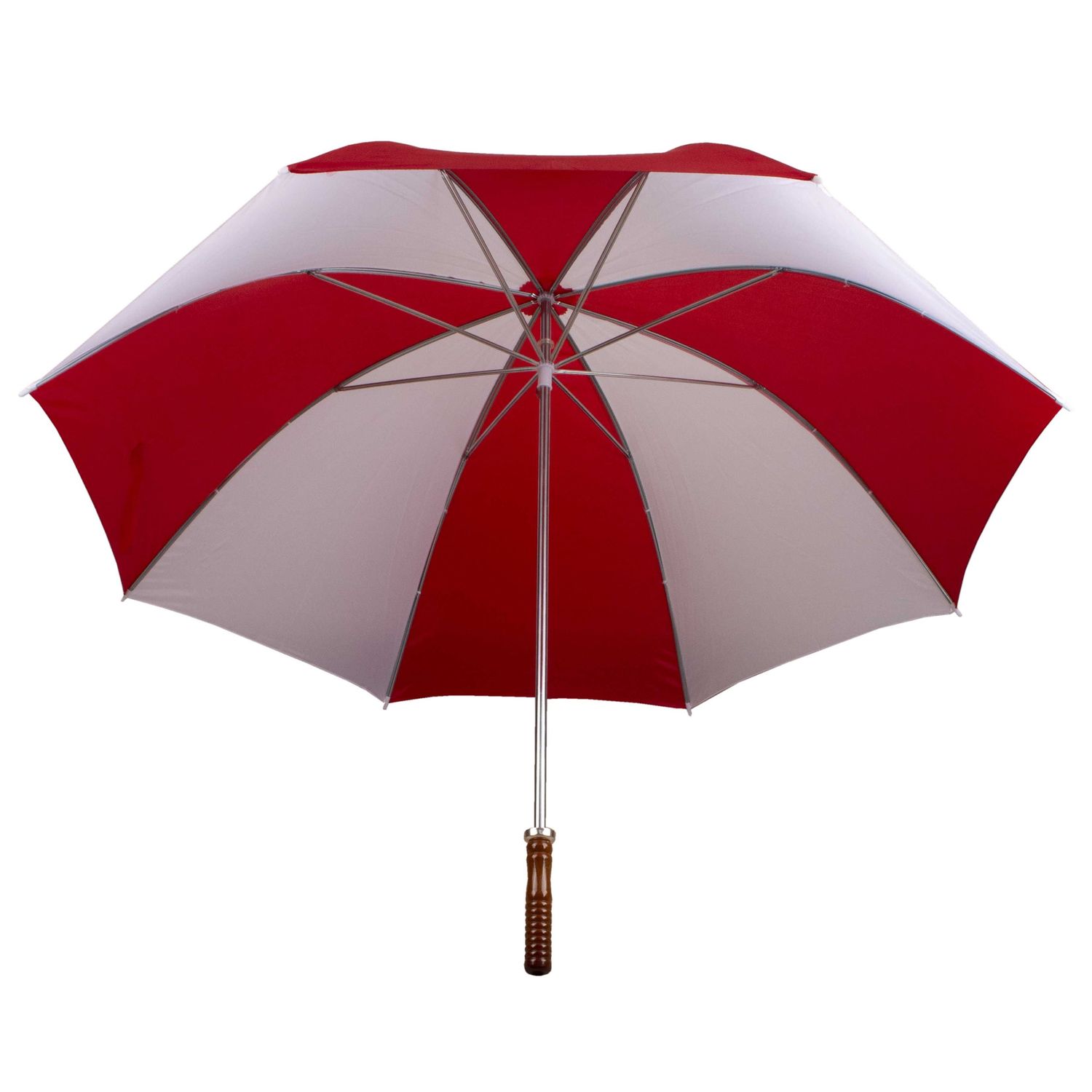 Paraguas portátil para lluvia estilo golf rojo y blanco
