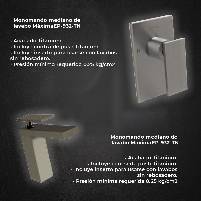 Paquete Griferia Titanium y WC one piece Helvex