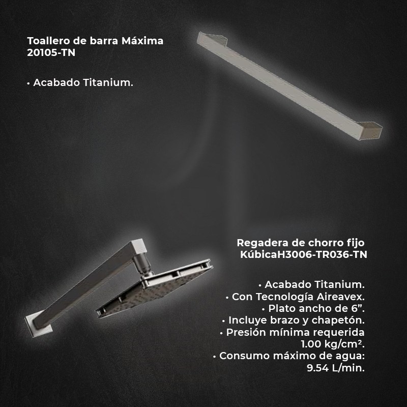 Paquete Griferia Titanium y WC one piece Helvex