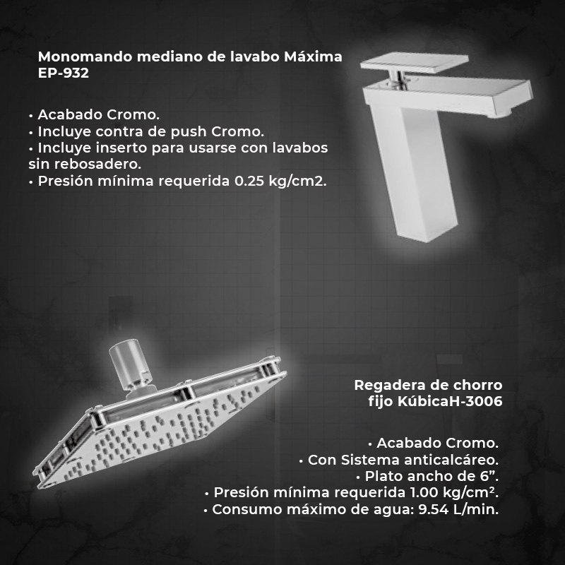 Paquete Griferia Máxima y WC one piece Helvex