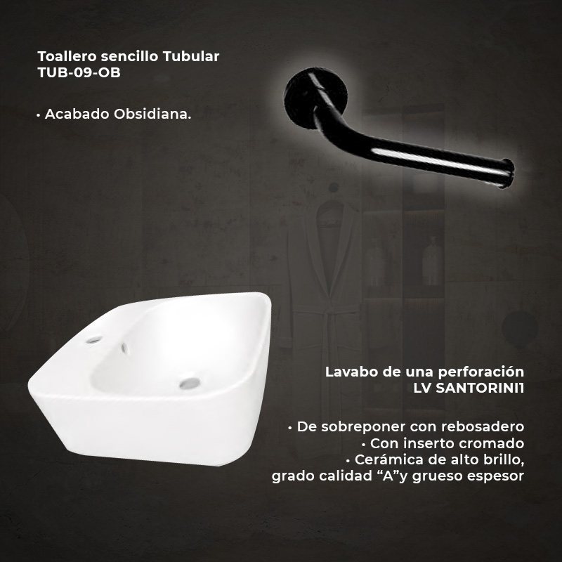 Paquete Griferia Obsidiana y Lavabo Helvex