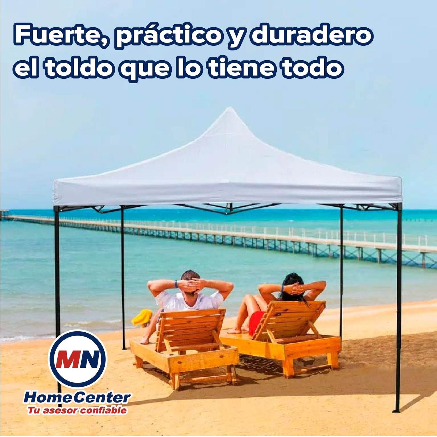 Toldo Reforzado 3X3 Poliester y pvc estructura metalica blanco