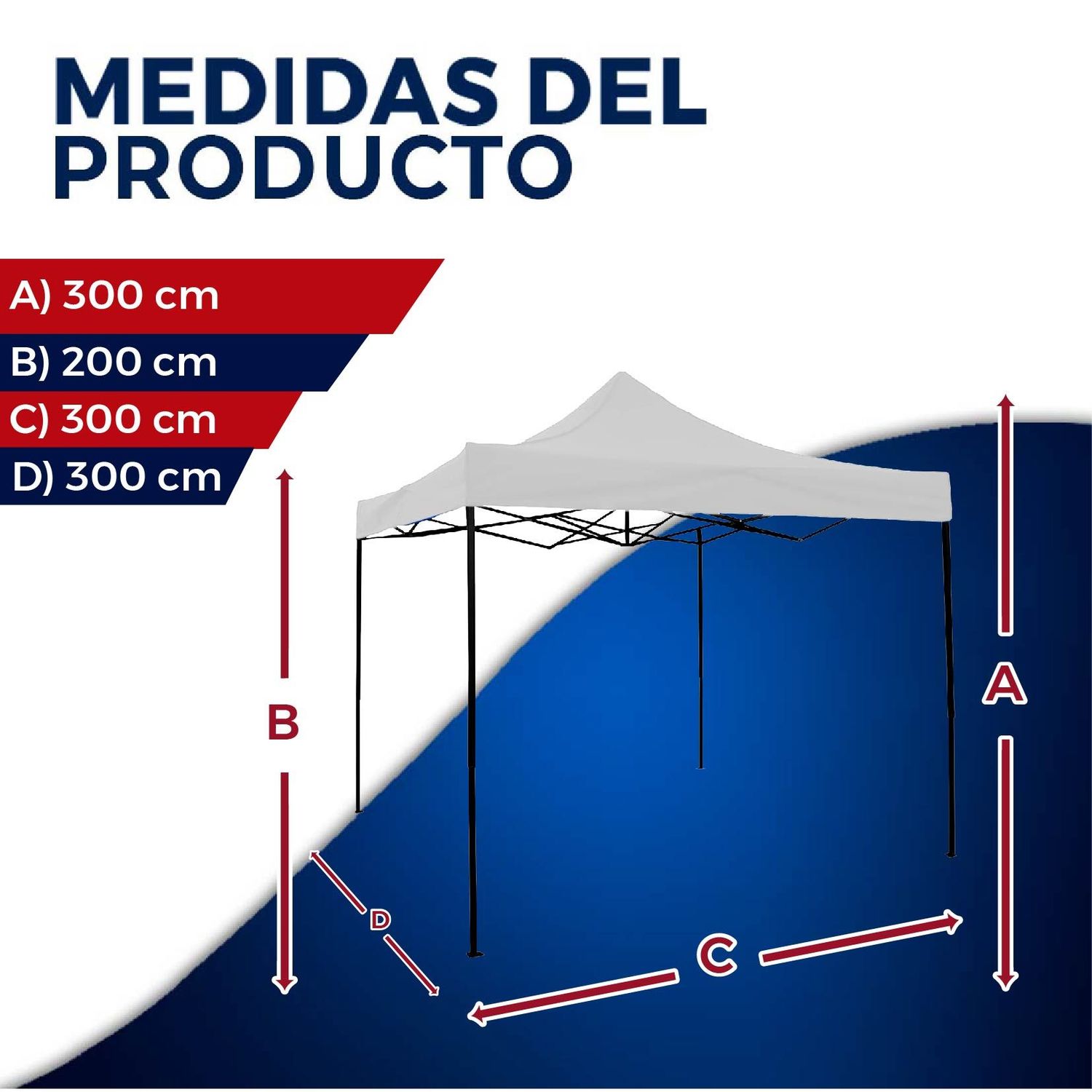 Toldo Reforzado 3X3 Poliester y pvc estructura metalica blanco