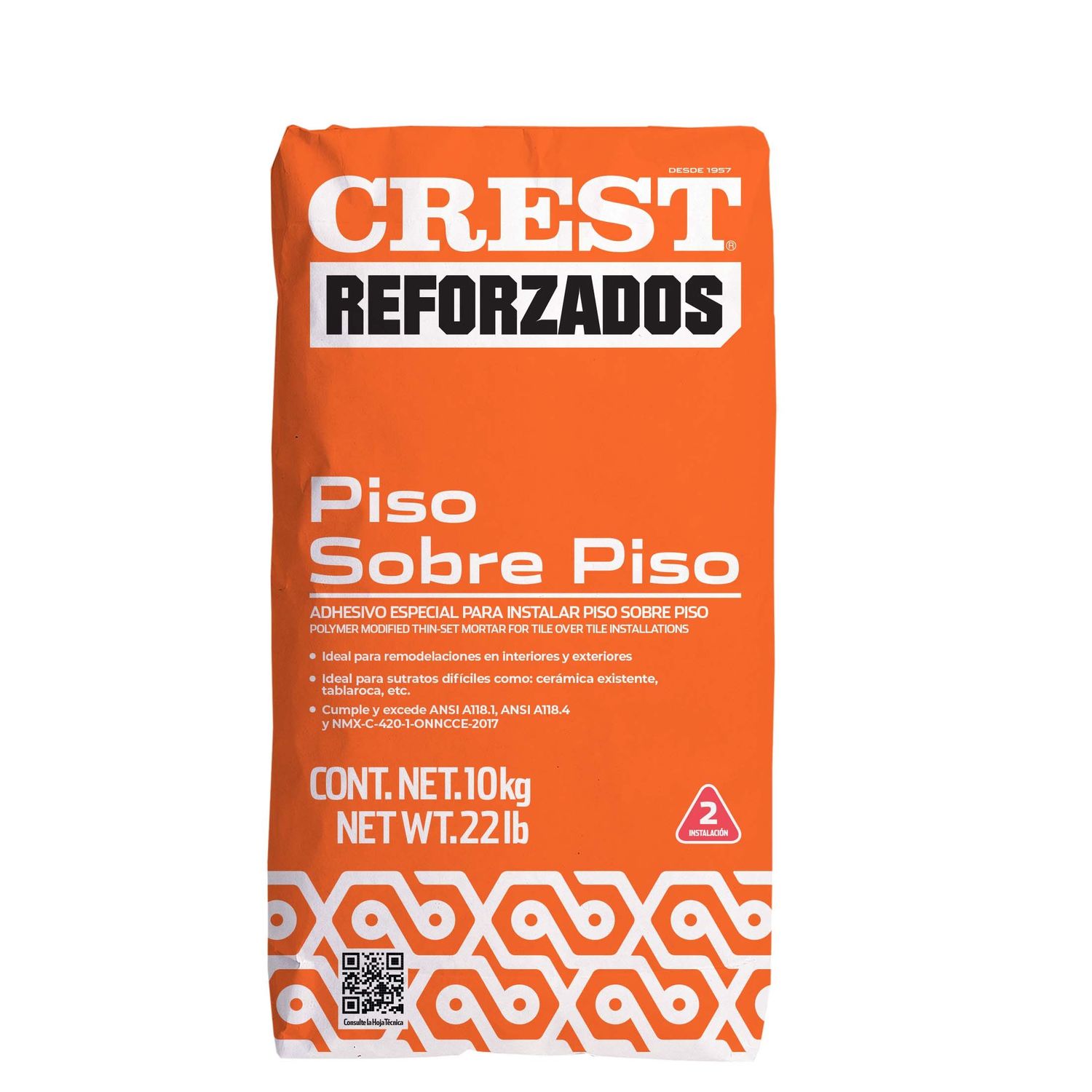 Adhesivo blanco reforzado 10 kg Crest Piso sobre piso