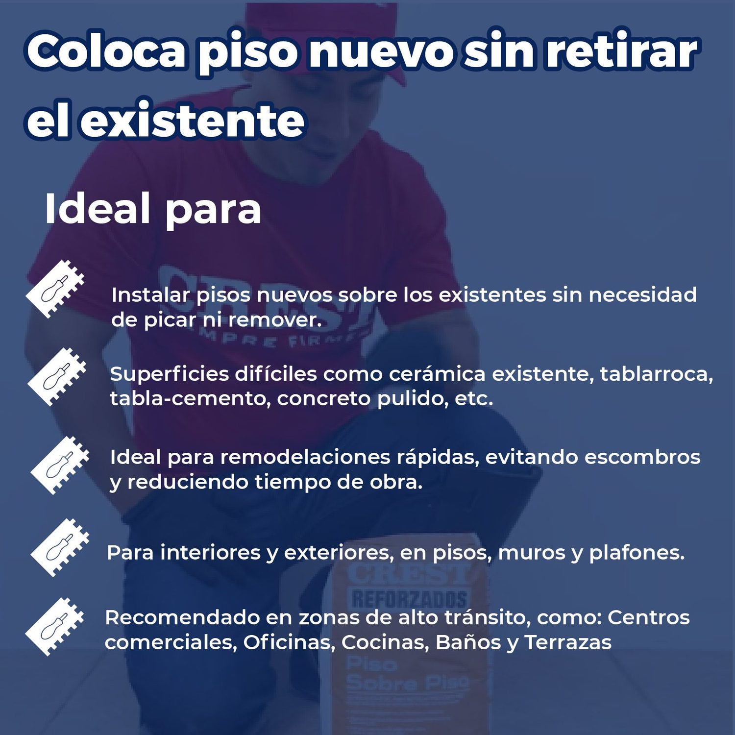 Adhesivo blanco reforzado 10 kg Crest Piso sobre piso