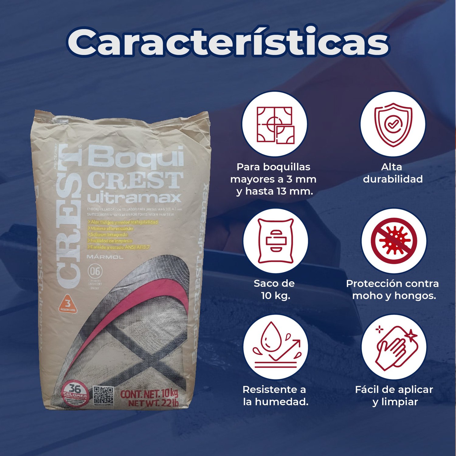 Boquilla con arena 10 kg Crest color mármol