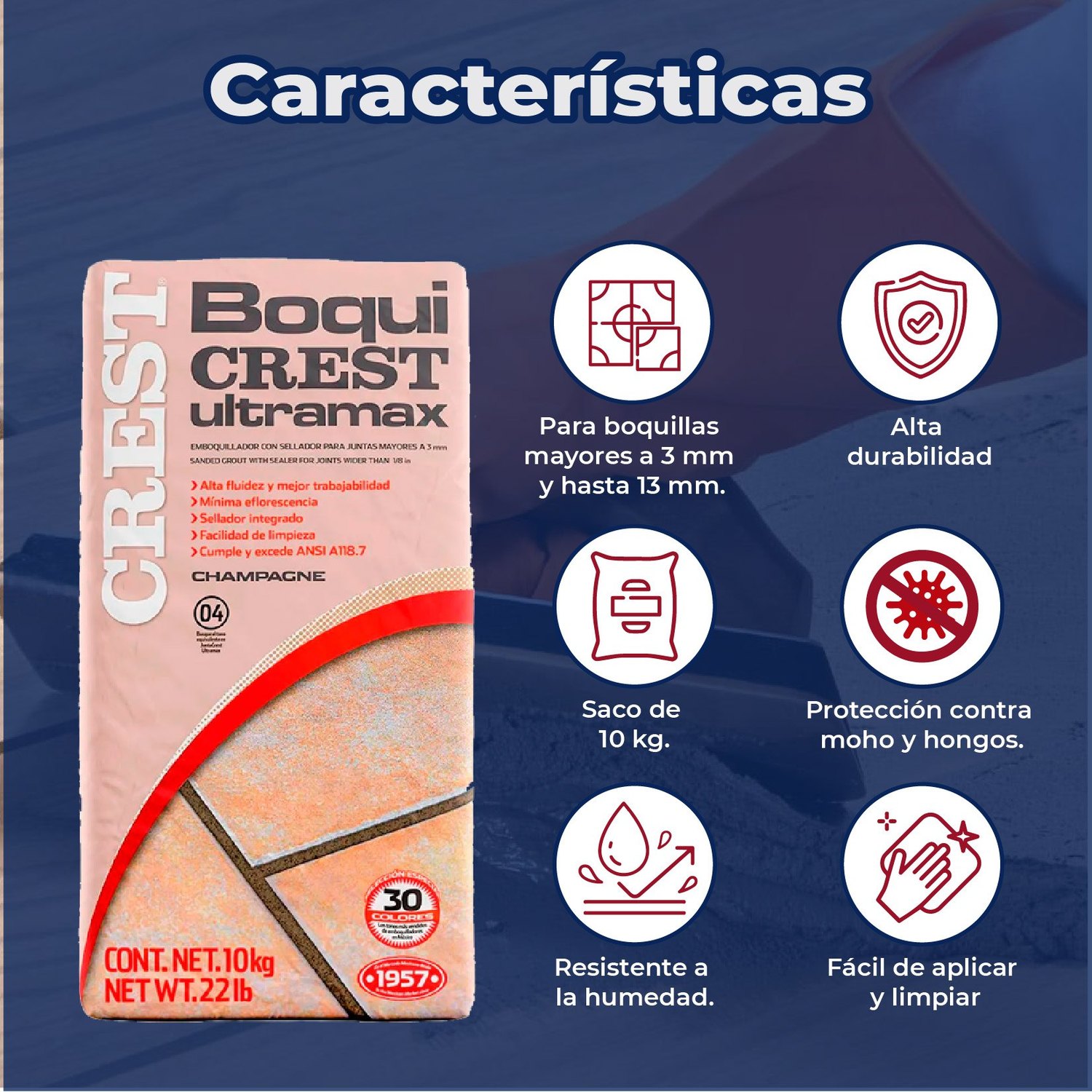 Boquilla con arena 10 kg Crest color champagne