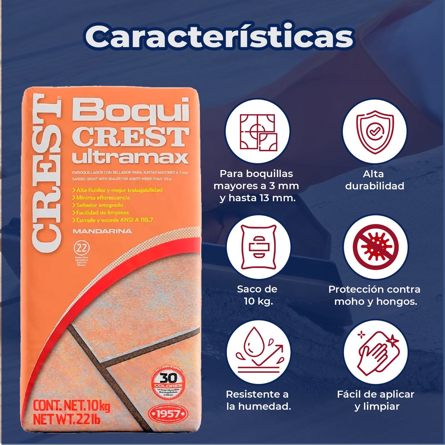 Boquilla con arena 10 kg Crest color mandarina