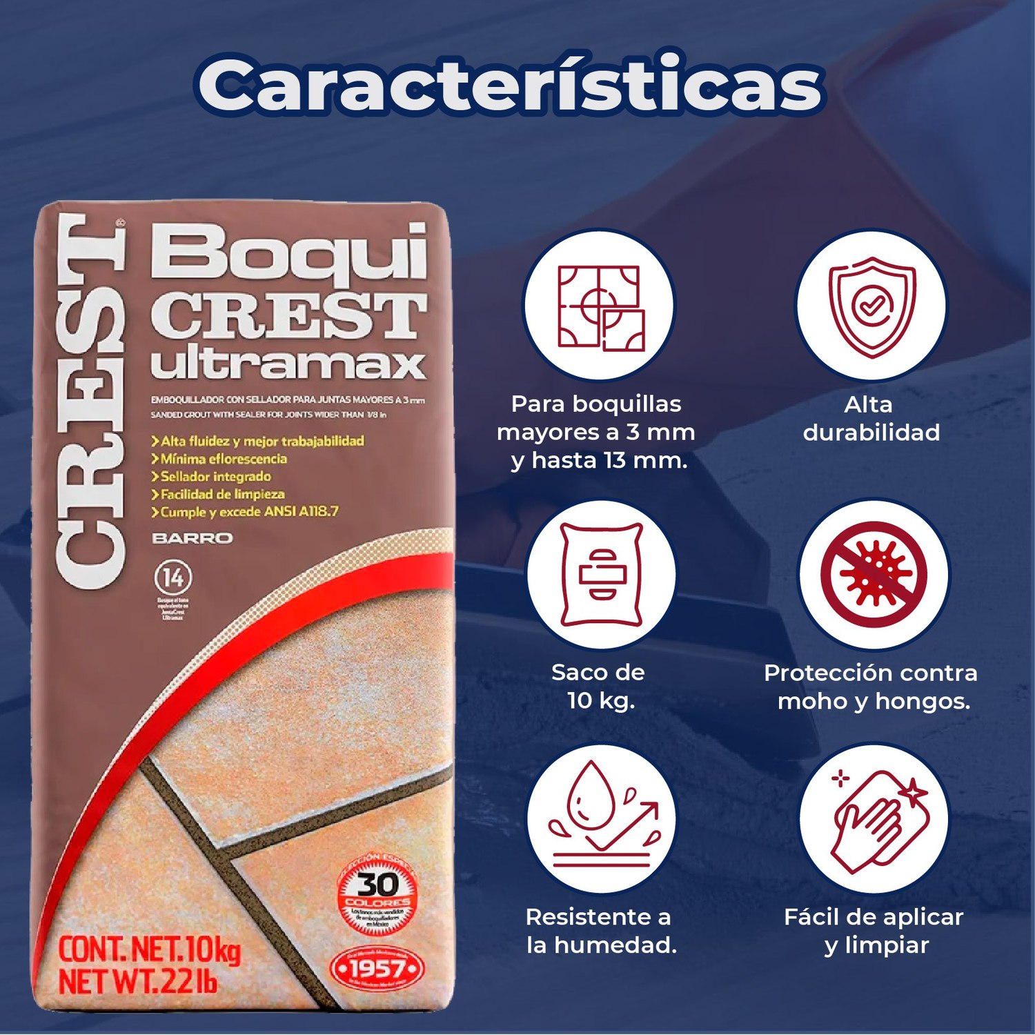 Boquilla con arena 10 kg Crest color barro