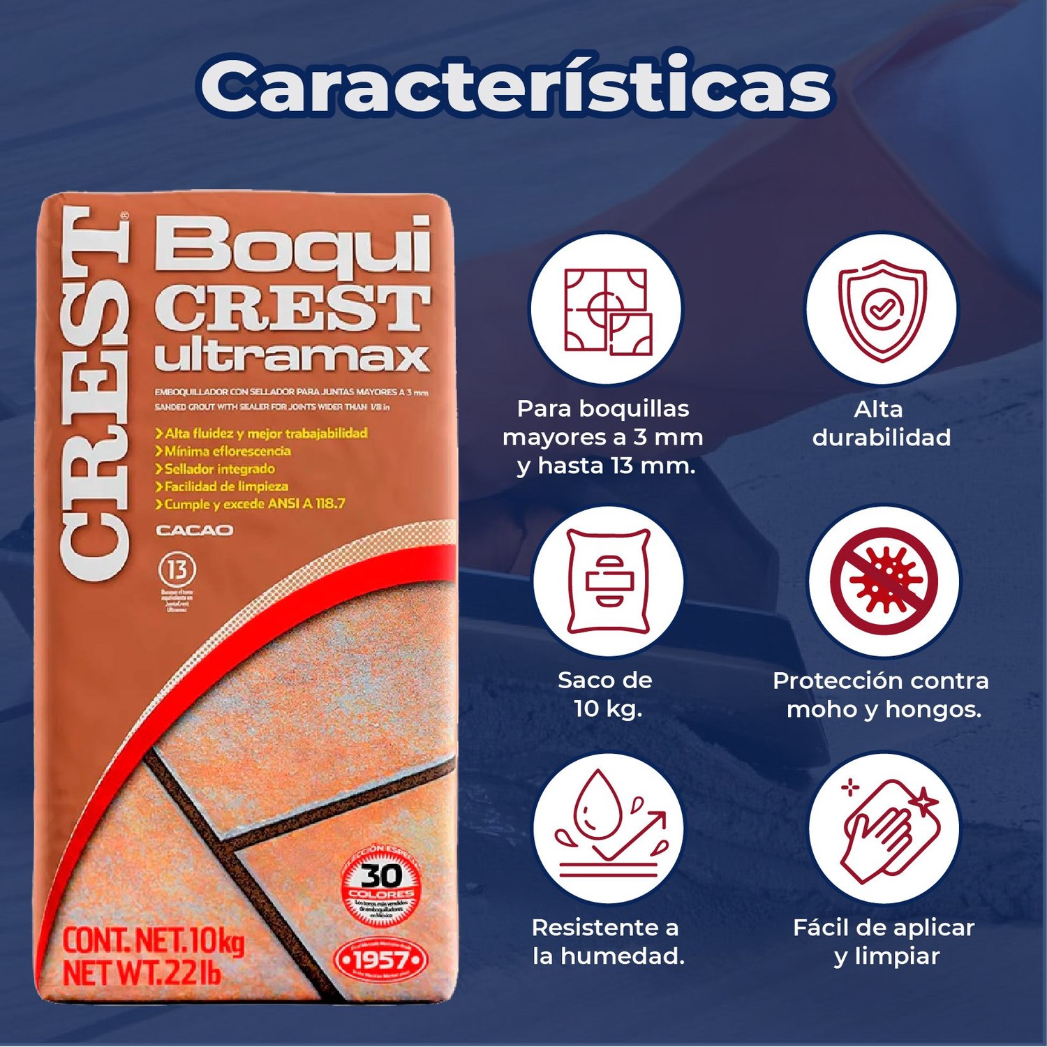 Boquilla con arena 10 kg Crest color cacao