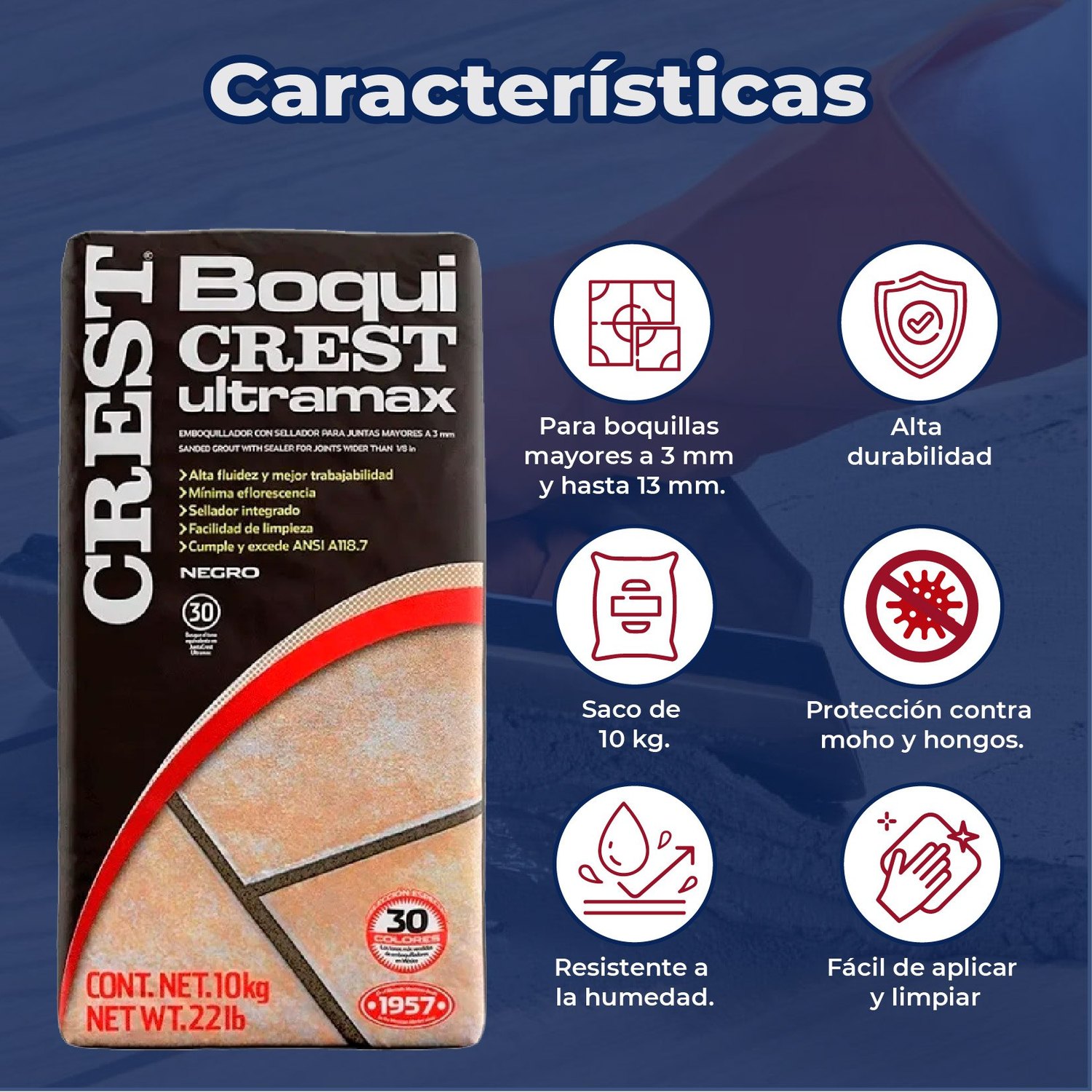 Boquilla con arena 10 kg Crest color negro