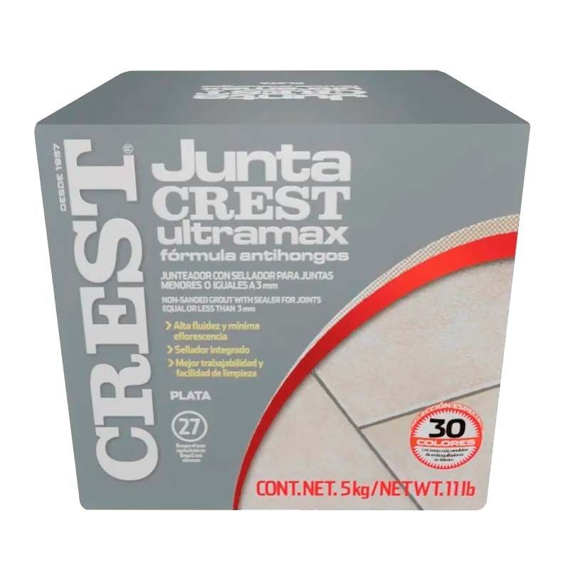 Boquilla sin arena 5 kg Crest color plata Juntacrest ultramax